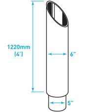 Exhaust Chrome Stack Reducing / Mitred 45º / Plain End / 6"-5" x 48"